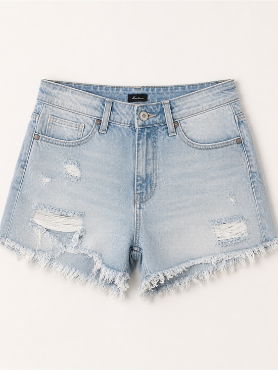 KanCan Pants - KanCan Light Blue Distressed High-Rise Denim Shorts